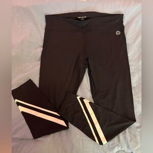 Tory Burch Sport Black Leggings with White Stripes